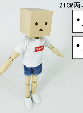 梧棣木人创意治愈系可爱木头人阿楞可活动可爱表情方头木偶人阿楞