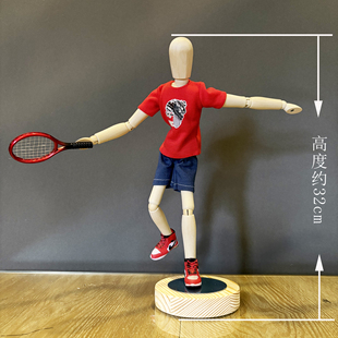 梧棣木人网球运动主题桌面装 饰摆件打网球人运动人物造型礼品