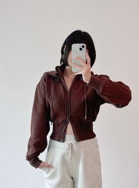 咕噜鸡自制【plush fleec*加绒双向拉链可拆卸连帽外套运动夹克】