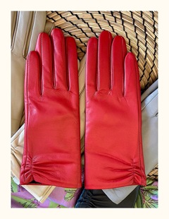 99元 保暖加绒皮革手套女 梓晴欧美女士彩色触屏绵羊皮真皮手套冬季