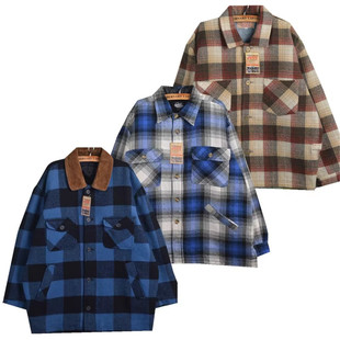 外套 格子衬衫 古着vintage复古男女潮流英伦风休闲宽松长袖 加厚款