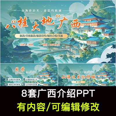 广西印象我的家乡旅游风景文化介绍宣传攻略成品PPT模板