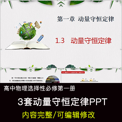 高中物理教育课件 动量守恒定律 PPT模板成品公开课幻灯片