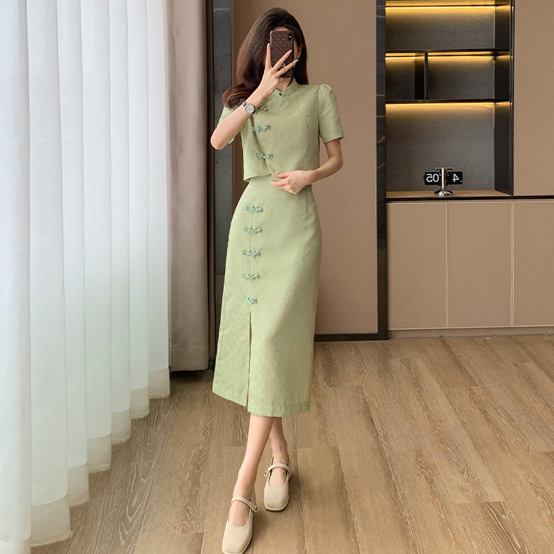 新中式改良旗袍套装女连衣裙2026夏季新款中国风包臀小个子两件套