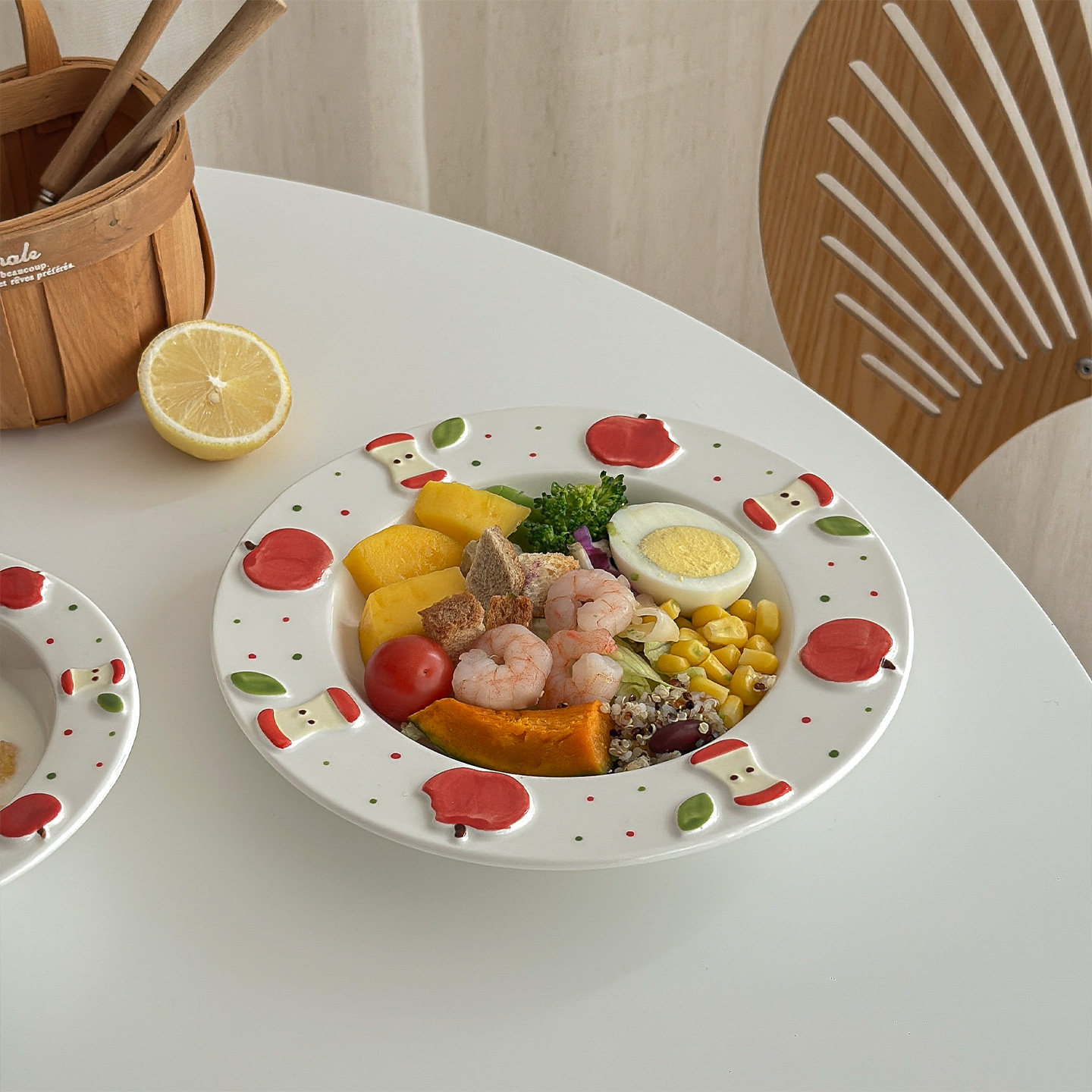 穆尼可爱苹果圆盘卡通椭圆盘宽边甜品沙拉盘浮雕手绘陶瓷新年礼物,餐饮具,盘,淘宝优惠券,粉丝福利购,淘宝优惠卷