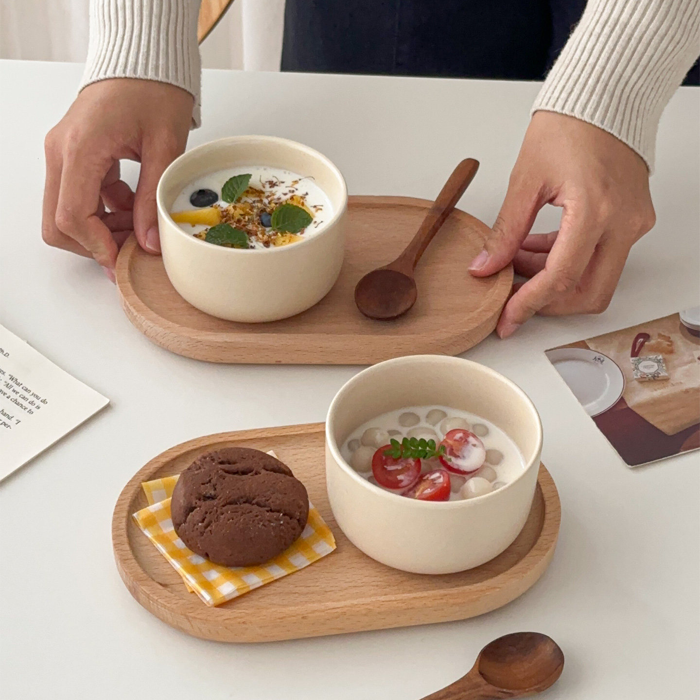 穆尼日式哑光甜品碗一人食甜水酸奶碗下午茶点心盘燕窝碗早餐碗盘