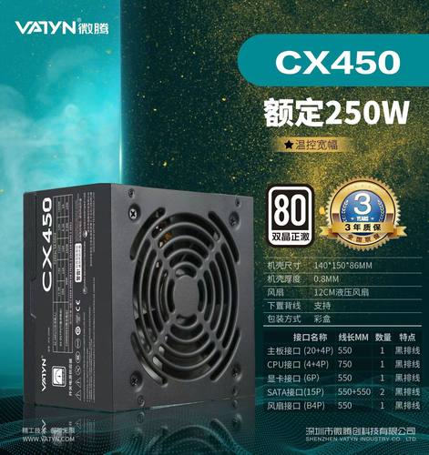 台式电源酷腾大师CX450额定250瓦