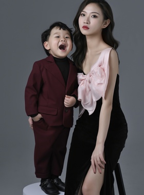 SE私人订制男童西装过年红色拜年服儿童礼服