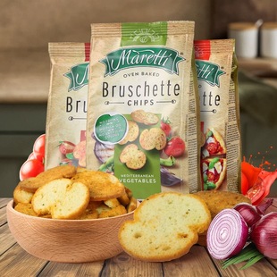 保加利亚进口Maretti 玛乐缇蔬菜披萨番茄风味烤面包干片零食点心