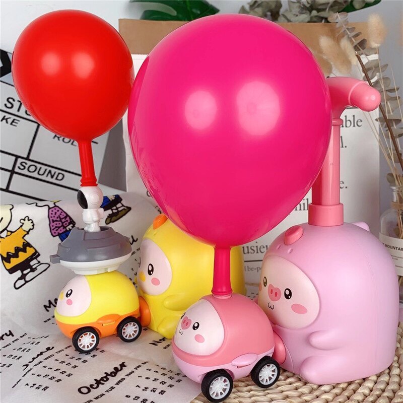 抖音益智男孩女孩飞天空气动力玩具车汽球吹气球惯性车3-10岁