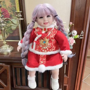 55cm重生娃娃衣服冬款加厚套装女孩中国风拜年服外套裙子两件套新