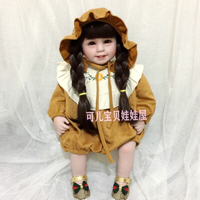 55-60cm重生娃娃衣服仿真宝宝荷叶花边绣花爬爬衣套装换装玩具