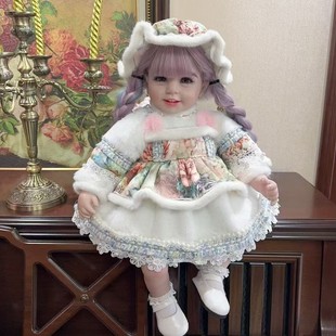 50-55cm重生娃娃衣服冬款加绒加厚毛毛裙子女孩宝宝仿皮草连衣裙