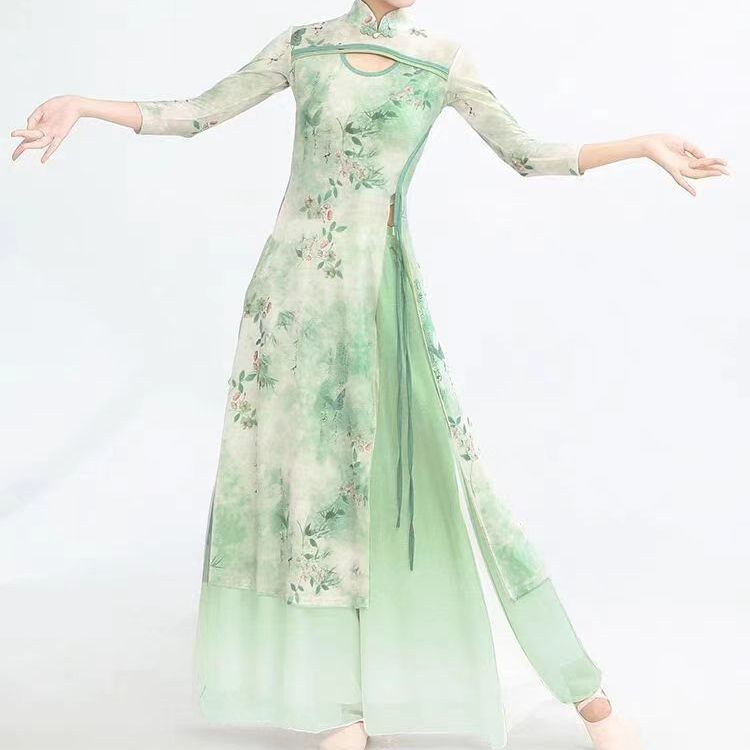 古典舞服女飘逸练功服身韵弹力纱衣中国舞扇子旗袍舞蹈服装表演服