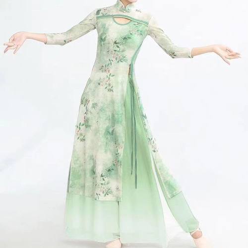 古典舞服女飘逸练功服身韵弹力纱衣中国舞扇子旗袍舞蹈服装表演服