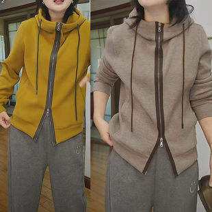 软皮衣AKDM连帽宽松显瘦休闲卫衣拉链开衫女款外套