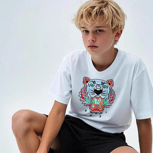 MARDI个性老虎头圆领短袖t恤男女童亲子装夏季潮牌一家人纯棉上衣