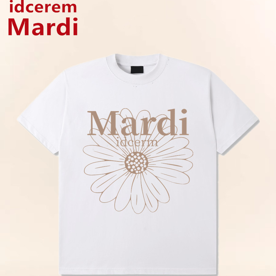 idcerem Mardi小雏菊短袖棕色菊花t恤女夏季韩系休闲圆领宽松上衣