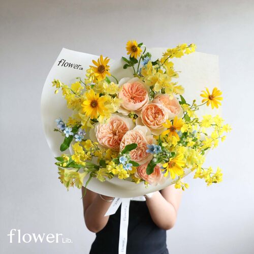 [金色幻想]植物图书馆杭州同城橙黄色系花束送女友妈妈表白礼物