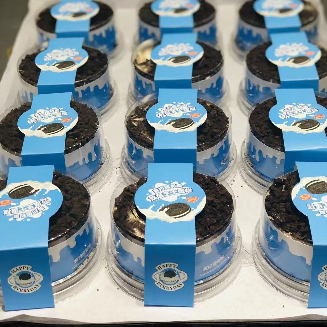 新款奥利奥蛋糕盒乳酪盒圆形透明塑料盒单个瑞士卷蛋糕盒