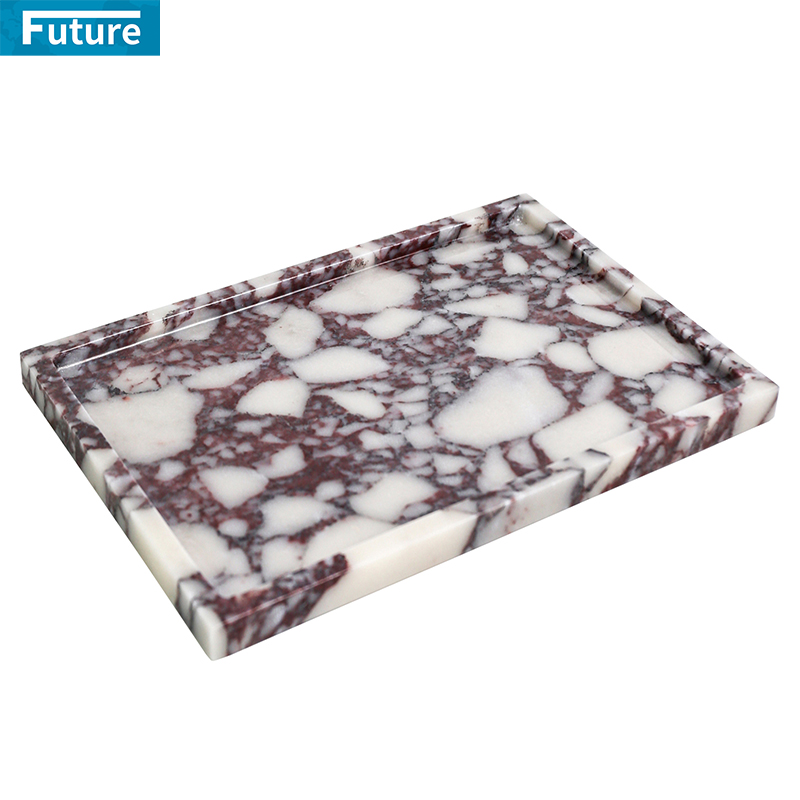 意式宝格丽紫天然大理石香薰托盘家居摆件梳妆台首饰收纳高级感