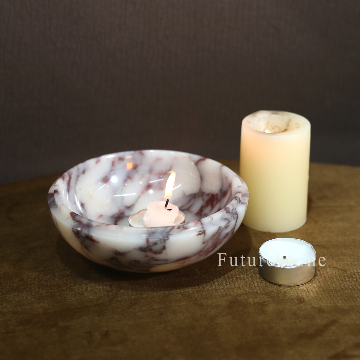 意式天然大理石首饰碗水果零食置物碗珠宝收纳盆装饰品创意摆件