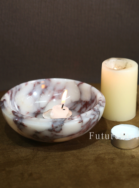 意式天然大理石首饰碗水果零食置物碗珠宝收纳盆装饰品创意摆件