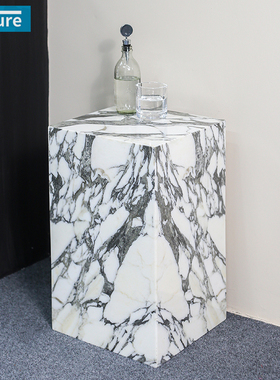 FutureStone天然大理石大花白茶几边几角几沙发边柜网红感小茶几