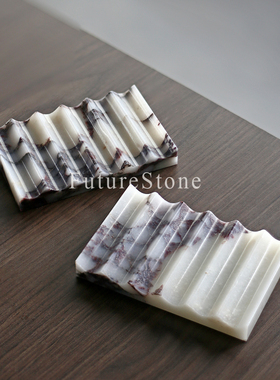 北欧天然卡紫大理石肥皂盒酒店民宿浴室沥水香皂盒洗手台置物皂碟