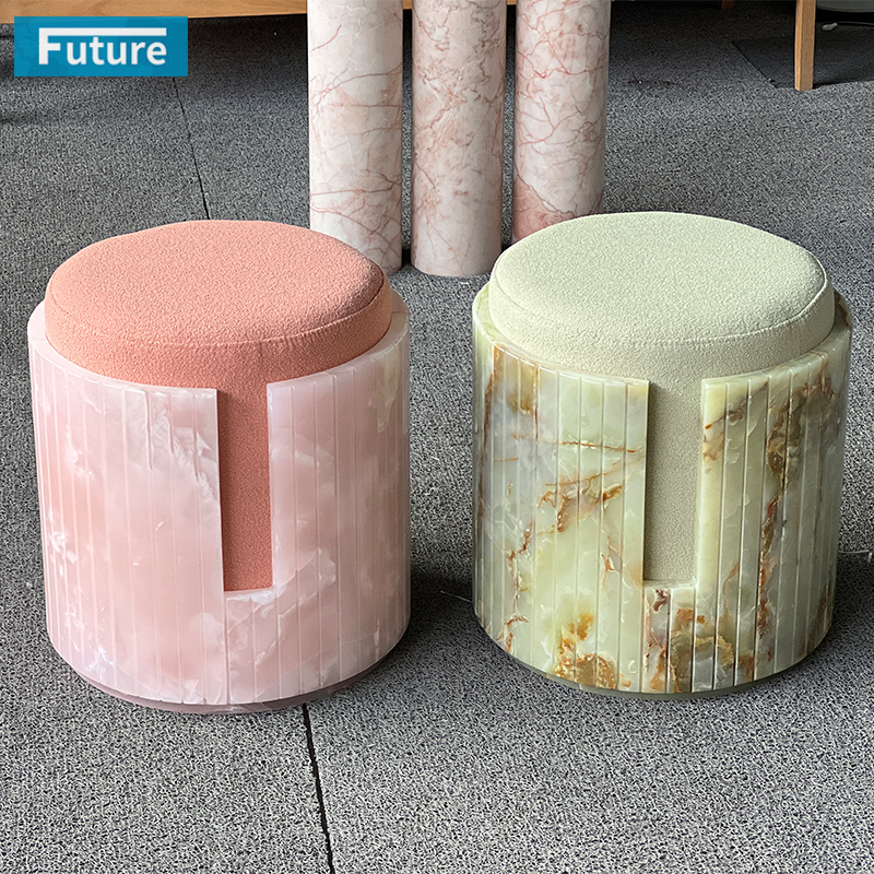 天然大理石粉玉青玉凳子边几饭桌定现代简约客厅餐厅玄关台鞋凳子