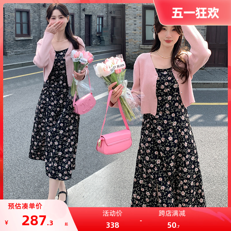 2024夏季新品日系甜美可爱简约气质优雅潮流时尚舒适两件套连衣裙