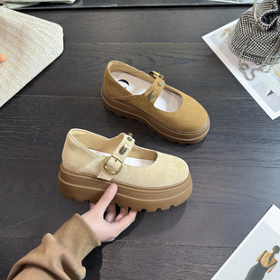 厚底轻便显脚小运动鞋 休闲真皮女鞋 新款 IG增高7CM2026春夏季