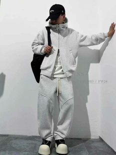 CPH冬季潮牌时尚运动套装男女同款加绒弯刀裤连帽休闲外套两件套