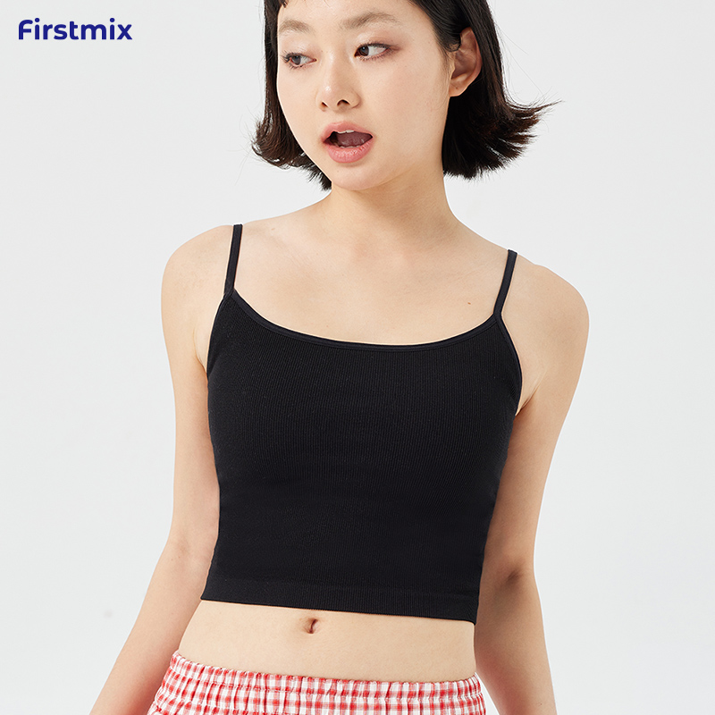 自带胸垫螺纹小背心高弹好穿搭