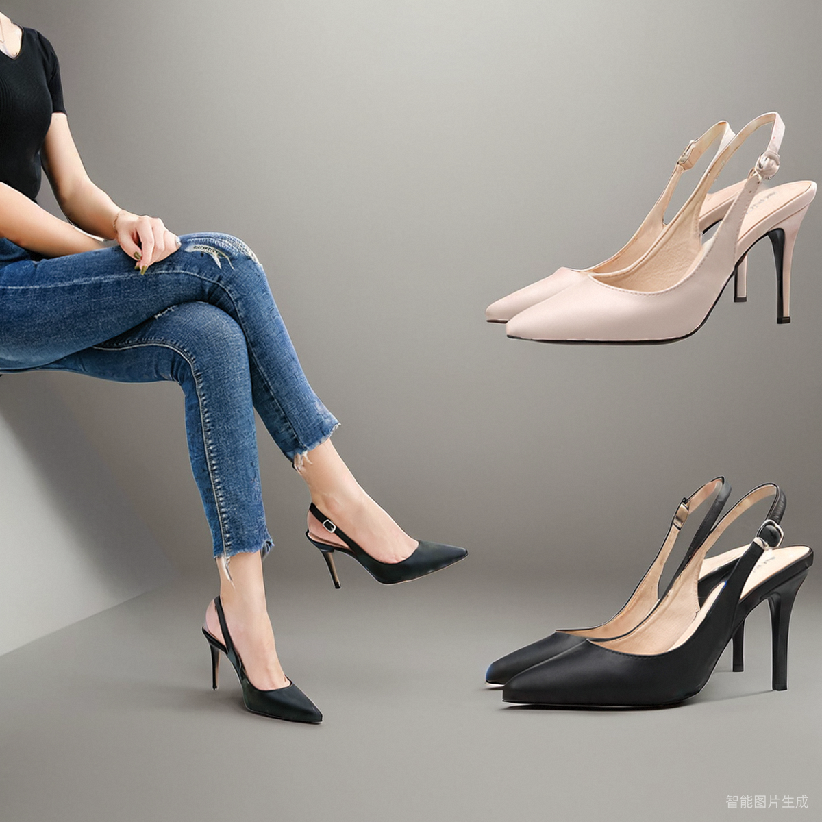 后空高跟鞋镂空日常百搭时尚