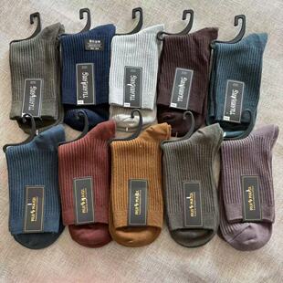 87%棉 10双30元 双针棉袜 纯棉坑条长筒运动袜 透气中筒袜子 男式