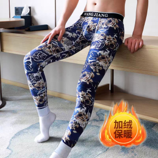 【特价】男士加绒厚款秋冬保暖裤青年潮流印花个性修身