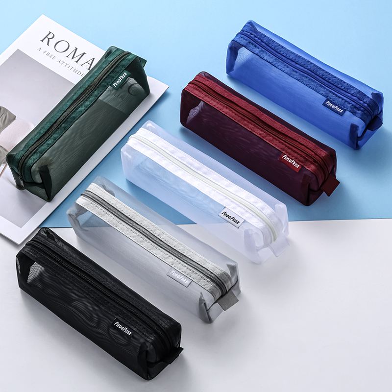 透明网纱笔袋定制考试专用简约大容量小学生文具收纳袋铅笔袋印字