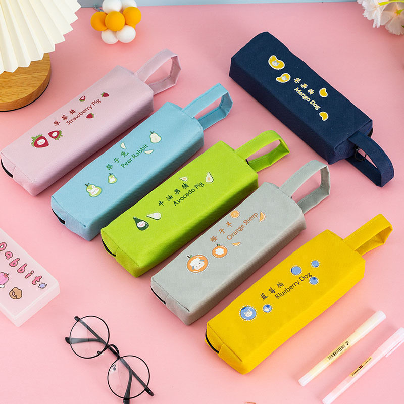 笔袋来图定制印logo大容量手提学生帆布铅笔袋文具盒铅笔盒定做