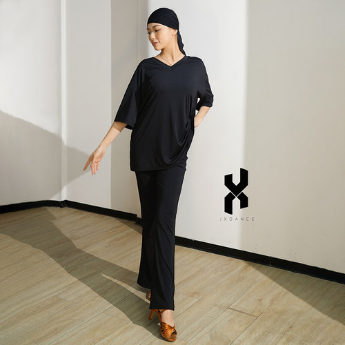 新款拉丁舞服宽松上衣练功服女成人专业拉丁舞服-JX1020+JX2032