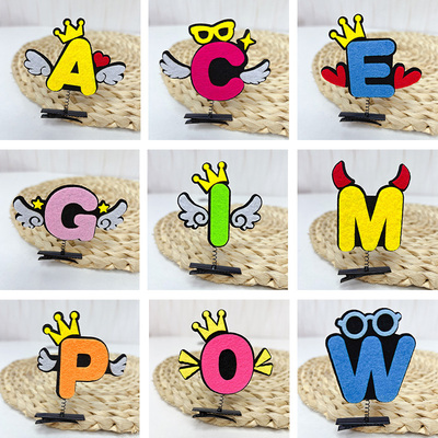 发夹定制26个英文字母创意发卡英语趣味课堂教具幼儿园认知道具