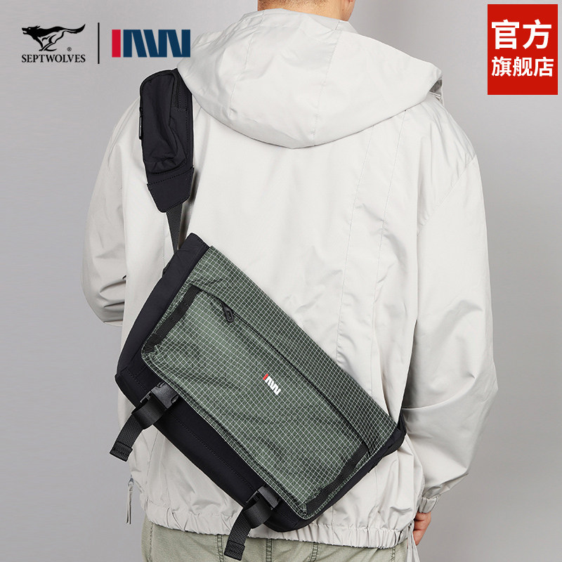 七匹狼斜挎包男士大容量单肩背包通勤挎包2026新款休闲帆布包男款