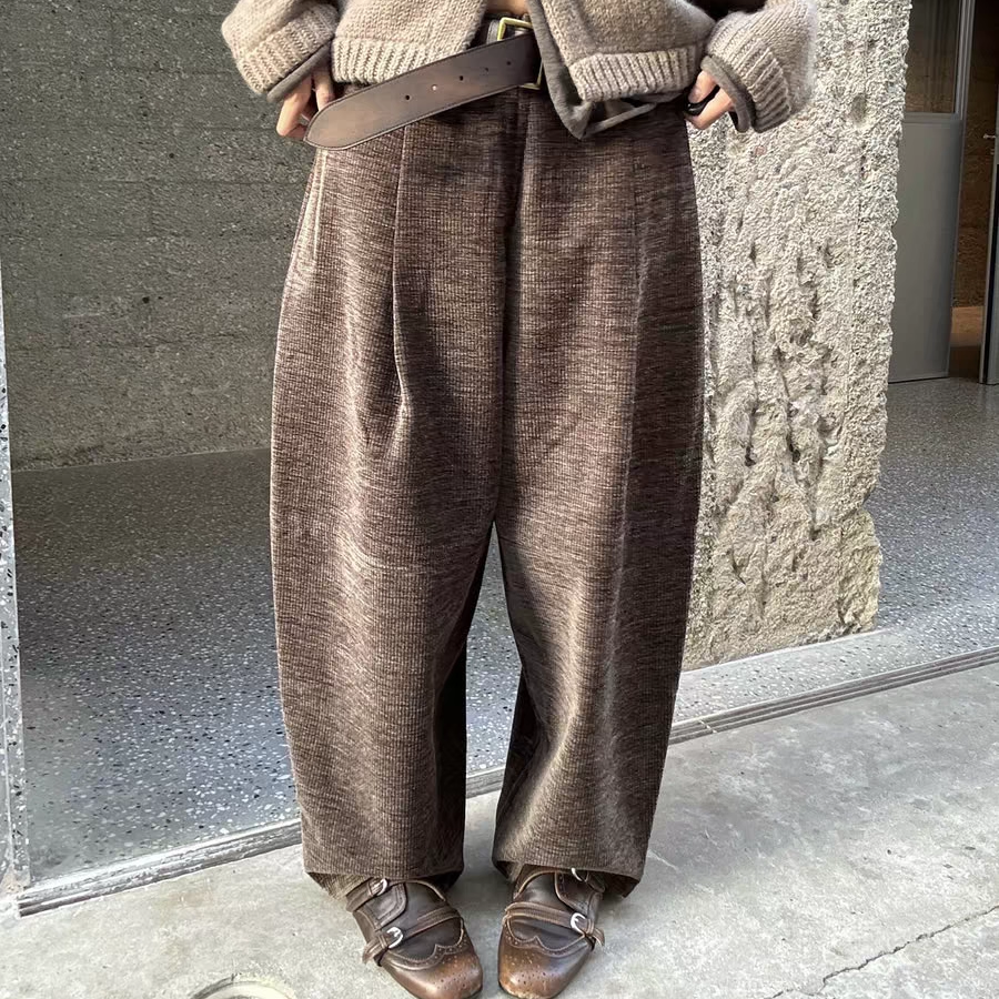 sofia定制25早秋新款复古小众设计感阔腿裤宽松显瘦两穿萝卜裤子