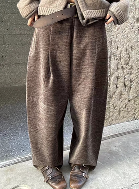 sofia定制25早秋新款复古小众设计感阔腿裤宽松显瘦两穿萝卜裤子