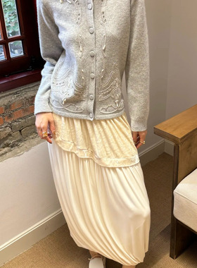 sofia定制25秋冬新品小众丝绒拼接垂坠感双层半裙时尚百搭花苞裙