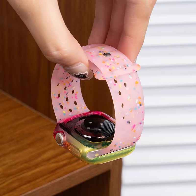 适用applewatch11果冻表带苹果S10手表iwatch8字扣屑耐克硅胶夏季