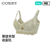 100%感觉女士调整型文胸记忆钢圈聚拢四排五扣C杯薄款 内衣6056