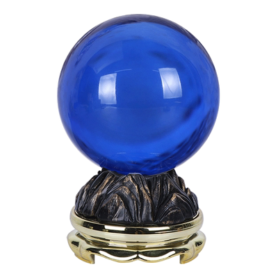 蓝色水晶球摆件招财客厅书房装饰