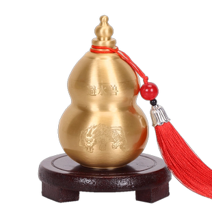 避水兽瓶摆件厕所在西北角化解卫生间荷花鲤鱼图纯黄铜葫芦五帝钱