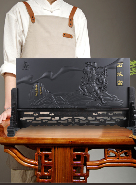 正宗泰山石敢当摆件墨玉原石五牛图八骏图工艺品客厅办公室装饰品